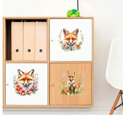 Peacoblue Cute Fox Rub On Transfers for Furniture Craft 6"x12" - style: Cute Fox