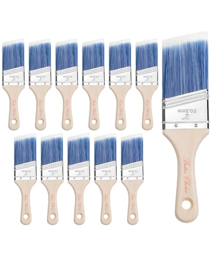 Bates- Stubby Angle Paint Brushes for Walls and Trim, 2-Inch, 12 pcs, Treated Wood Handle, 2 Inch Paint Brushes - color: Wood Handle Angle, size: 12 Pack, 2", Short Length