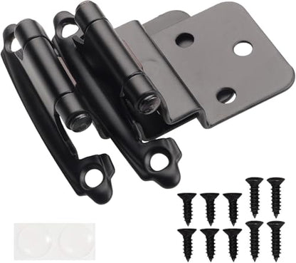 DecoBasics 3/8" Inset Cabinet Hinges Black (25 Pair -50 Pcs) Offset Self Closing Matte Black Cabinet Hinges for Kitchen Cabinets w/Bumpers & Upgraded Screws - color: Matte Black, size: 50 Pack