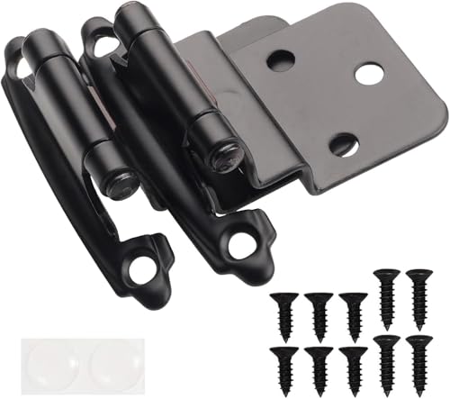 DecoBasics 3/8" Inset Cabinet Hinges Black (1 Pair -2 Pcs) Offset Self Closing Matte Black Cabinet Hinges for Kitchen Cabinets w/Bumpers & Upgraded Screws - color: Matte Black, size: 2 Pack