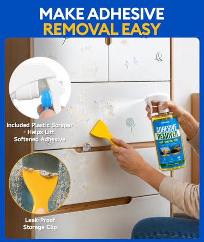 Adhesive Remover Spray with Scraper, 10 oz