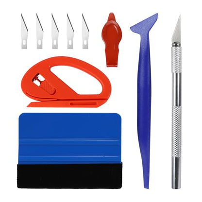 10PCS Window Tint Kit, Car Vinyl Wrap Application Tools, Auto Window Film Tinting Kit, Glass Protective Film Installation Set Includes Squeegees, Cutting Knife with Blades - size: 10PCS