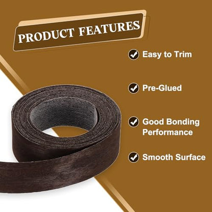 uxcell 1 Inch x 10ft Wood Veneer Edge Banding, Pre-Glued Flexible Eucalyptus Edging Strips, Iron on with Hot Melt Adhesive Wood Tape for Cabinet Repair and Furniture Restoration - size: 1 Inch x 10ft