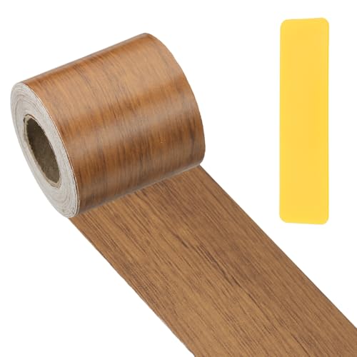PATIKIL Wood Grain Repair Tape 2" x33', Self Adhesive Realistic Textured Repair Patch Peel and Stick Tape with Scraper for Floor Door Window Furniture Table Dark Brown Wood - color: Dark Brown Wood, size: 2"x33'