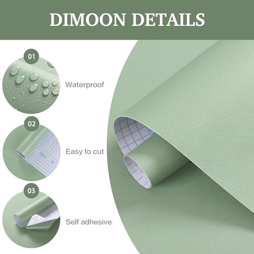 Dimoon 17.3''x78.7''Peel and Stick Wallpaper Light Green Contact Paper for New Environmentally Friendly Materials Thickening Upgrade Embossed Renter Friendly Wall Paper Vinyl Countertop Bedroom - color: Light Green, size: 17.7" x 78.7"