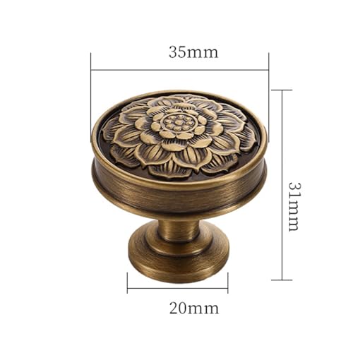Brass Lotus Flower Cabinet Knob, Antique Brass Knobs-2 Pack - size: Brass Knobs B
