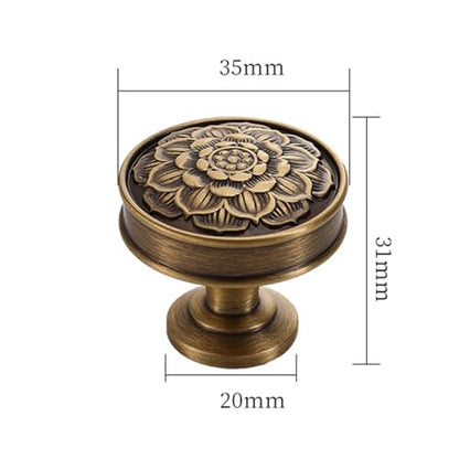 Brass Lotus Flower Cabinet Knob, Antique Brass Knobs-2 Pack - size: Brass Knobs B