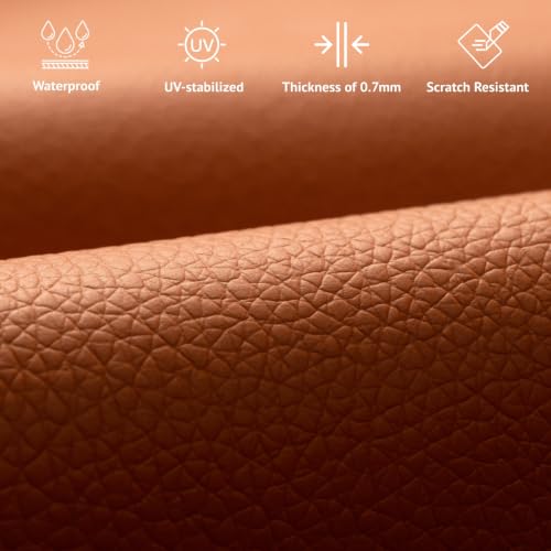 Faux Leather Fabric - Upholstery Fabric by the Yard - Waterproof Vinyl Fabric - PVC Leather Sheets for Upholstery, Sofa, Handbags, Boat, Car, Sewing & DIY Crafts - 36"x54", Brown - color: Brown, size: 1 Yard (54 x 36 inch)