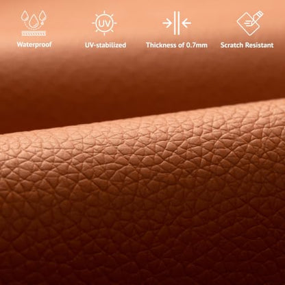Faux Leather Fabric - Upholstery Fabric by the Yard - Waterproof Vinyl Fabric - PVC Leather Sheets for Upholstery, Sofa, Handbags, Boat, Car, Sewing & DIY Crafts - 36"x54", Brown - color: Brown, size: 1 Yard (54 x 36 inch)