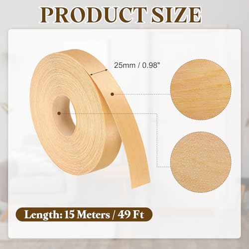 uxcell 1 Inch x 49ft Wood Veneer Edge Banding, Pre-Glued Flexible Pine Edging Strips, Iron on with Hot Melt Adhesive Wood Tape for Cabinet Repair and Furniture Restoration - size: 1 Inch x 49ft