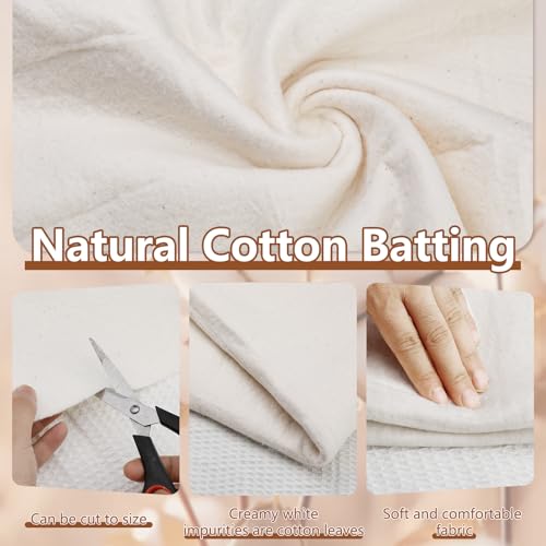 Cotton Quilting Batting Natural Quilt Batting 79 x 91 Inch 200gsm - size: 79"×91"