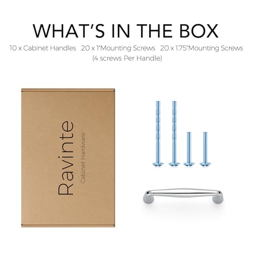 Ravinte Polished Chrome Cabinet Handles Solid Handles,3 Inch,10 Pack - color: Polished Chrome, size: 3 Inches Hole Center