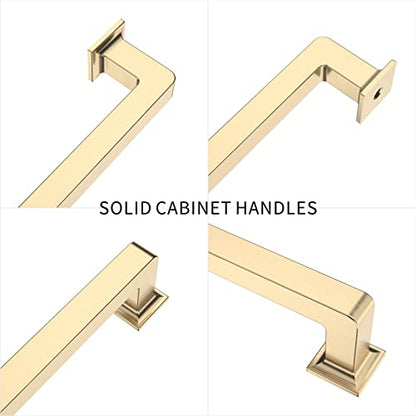9BUILD 10 Pack 8.8 Inch Brushed Brass Cabinet Pulls,Kitchen Hardware - color: Brushed Brass, size: 8.8"/224MM Hole Center