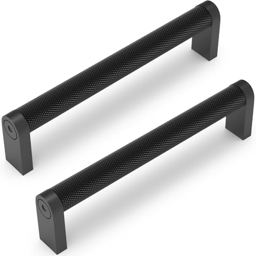 30 Pack Matte Black Cabinet Pulls knurled 5 Inch Hole Centers Kitchen Cabinet Handles Black Drawer Pulls Dresser Handles - color: Matte Black, size: 5'' Hole Center(128mm)