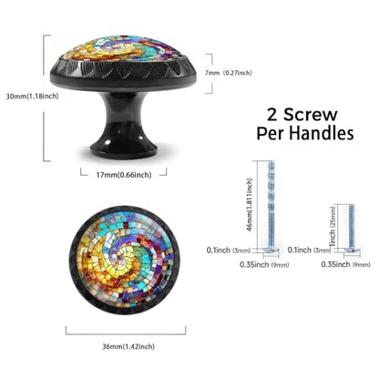 4 Pack Stained Glass Spiral Cabinet Knobs for Kitchen Bathroom - size: 4PCS - 1.37"L x 1.1"W