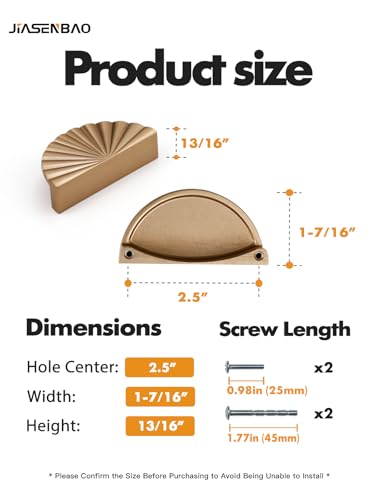 10 Pack Champagne Bronze Cabinet Pulls 2.5" Hole Center Cup Flat Drawer Pulls Kitchen Cupboard Bathroom Dresser Cabinet Hardware Handles Zinc Alloy - color: Champagne Bronze, size: 2.5"(64mm) Hole Center