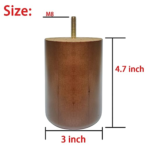 4.7 Inch Wooden Sofa Legs - Solid Wood Furniture Replacement for Cabinet, Desk, Bookcase - DIY Set of 4 With Mounting Plate & Screws - size: 4.7 inch Oak