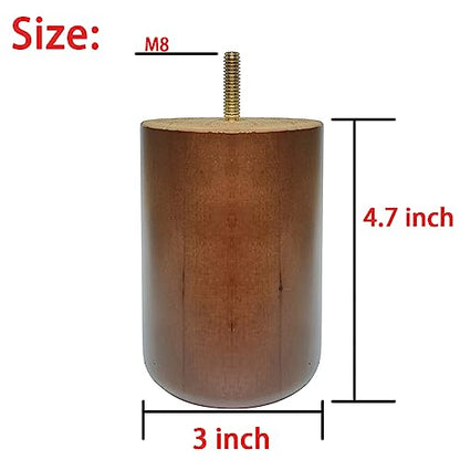 4.7 Inch Wooden Sofa Legs - Solid Wood Furniture Replacement for Cabinet, Desk, Bookcase - DIY Set of 4 With Mounting Plate & Screws - size: 4.7 inch Oak