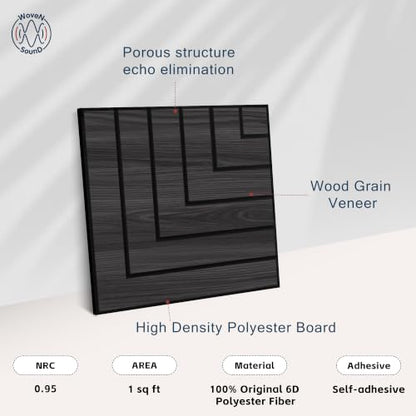 WoveN SounD Acoustic Wall Panels, Black Oak, 16 Pack, 12x12 in - color: Enframe, Black Oak, 16 Pack