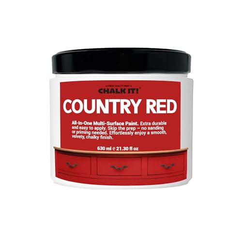 CHALK IT! All-in-One Multi-Surface Chalk Paint for Furniture & Cabinets - No Sanding, No Primer, Built-In Top Coat Water-Based, Low-Odor, Fast-Drying, Matte Finish (Country Red) - color: Country Red
