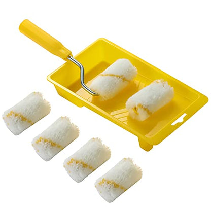 NANJA 2" Mini Paint Roller Kit Plastic Tray,Roller Frame Microfiber Roller