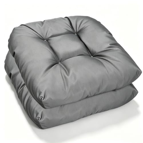 Outdoor Chair Cushions Set of 2 Patio Cushions 19x19x5”Waterproof &Fade Resistent Outdoor Cushion for Patio Furniture, Foam Filled Replacement Outdoors Seat Cushion for Dining Chairs, Gray - color: Gray