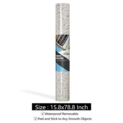 Livelynine Terrazzo Contact Paper White Granite Countertop Wallpaper Waterproof Peel and Stick Countertops for Kitchen Bathroom Counter Top Covers Desk Table Sticker Cabinet Covering 15.8x78.8 Inch - size: 15.8" x 78.8"