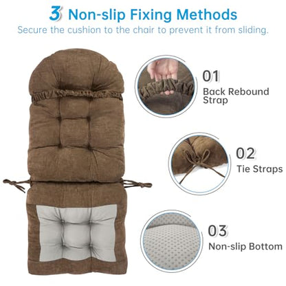 Rocking Chair Cushion 44x19x4 Non-Slip Indoor Adirondack Chair pad - color: Indoor Brown