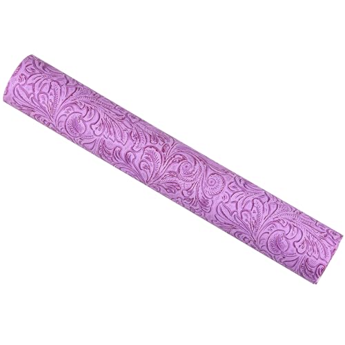 Solid Color Embossed Faux Leather Sheets 12 "x53 (30cm x 135cm) Embossed Texture Leather Fabric, Widely Used in Leather Earrings, Keychains, Sewing DIY Projects ﻿ (Purple) - color: Purple