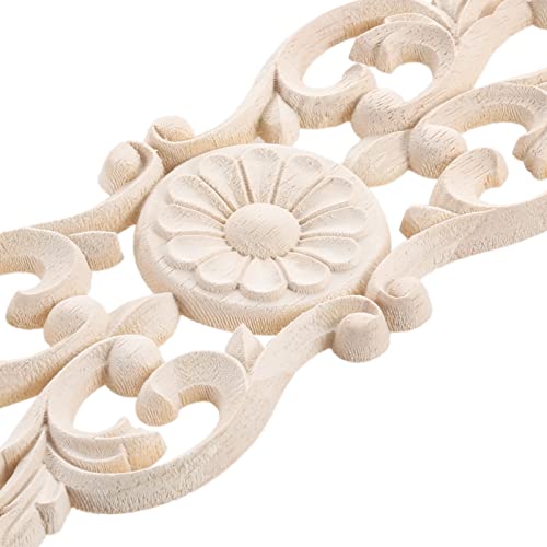4Pcs Wood Carved Appliques Furniture Wooden Carving Onlays Long Decals - size: 4-Pack