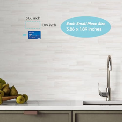 STICKGOO 10-Sheet Peel and Stick Backsplash on Subway Tile, Dolomite White - color: Dolomite White Marble