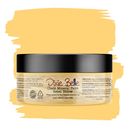Dixie Belle Paint Company Chalk Mineral Paint - Rebel Yell-ow (4oz) - color: Rebel Yell-ow, size: 4 Fl Oz (Pack of 1)