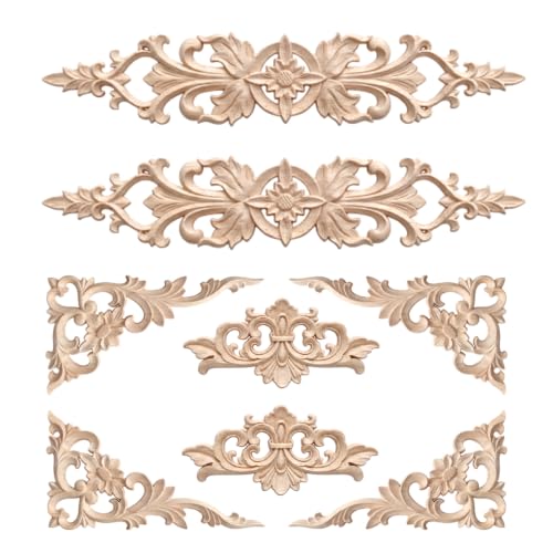 Croblissful 8 Pcs Wood Appliques and Onlays, Elegant Style, Large Size - size: Large Size, style: Elegant Style