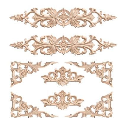 Croblissful 8 Pcs Wood Appliques and Onlays, Elegant Style, Large Size - size: Large Size, style: Elegant Style