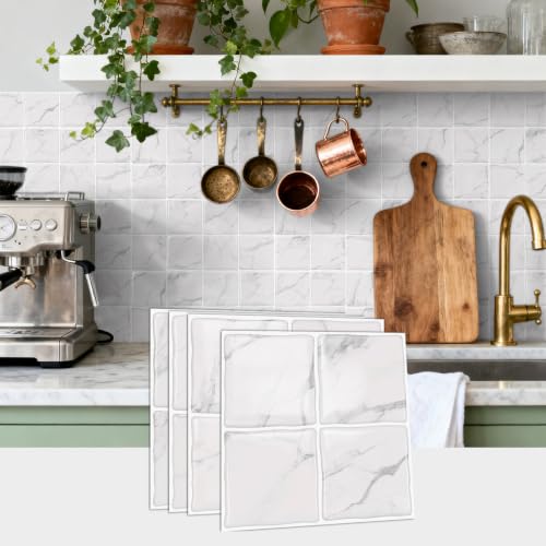 20Pcs Beige Peel and Stick Kitchen Backsplash Slab Tile Sticker 6"x6"﻿ - color: D-102