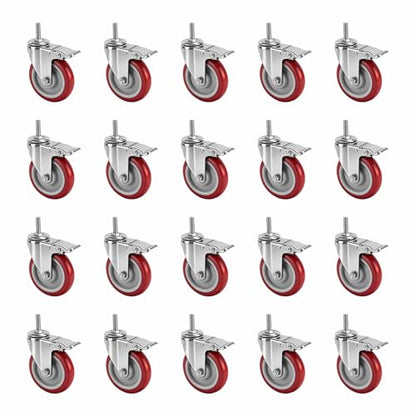 Caster Wheels,5 Inch Locking Swivel Caster for Furniture with Threaded Stem - size: 5"20pack