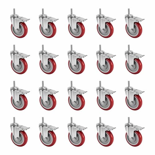 Caster Wheels,5 Inch Locking Swivel Caster for Furniture with Threaded Stem - size: 5"20pack