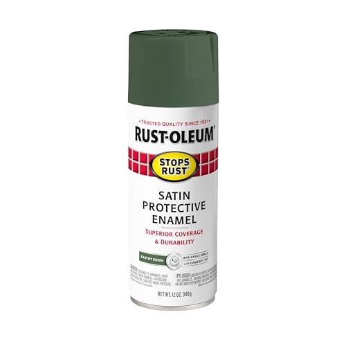 Rust-Oleum Stops Rust Spray Paint, Satin Earthy Green - color: Satin Earthy Green, size: 12 Ounce (Pack of 1)