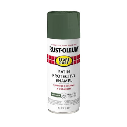 Rust-Oleum Stops Rust Spray Paint, Satin Earthy Green - color: Satin Earthy Green, size: 12 Ounce (Pack of 1)