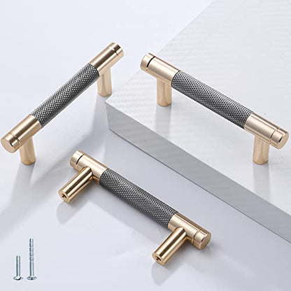 12 Pack 3 Inch 76 mm Barrel Cabinet Pulls Gold and Grey Cupboard Aluminum Handles Drawer Pull Cabinet Handles - color: Gold and Grey, size: 3 Inch