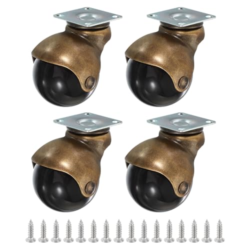 PATIKIL 2 Inch Ball Caster Wheels Set of 4, 360° Rotating Swivel Top Plate Wheels 397 lbs Total Capacity Caster with M4 Screws for Furniture Table Cabinet Bronze - color: Bronze, size: 2 Inch