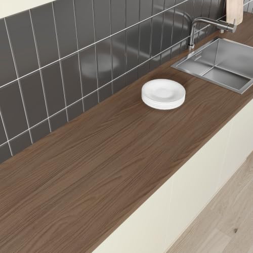 CHIHUT Thicken Walnut Wood Grain Peel and Stick Wallpaper for Kitchen - size: 12" x 472"