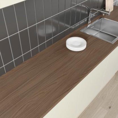 CHIHUT Thicken Walnut Wood Grain Peel and Stick Wallpaper for Kitchen - size: 12" x 472"