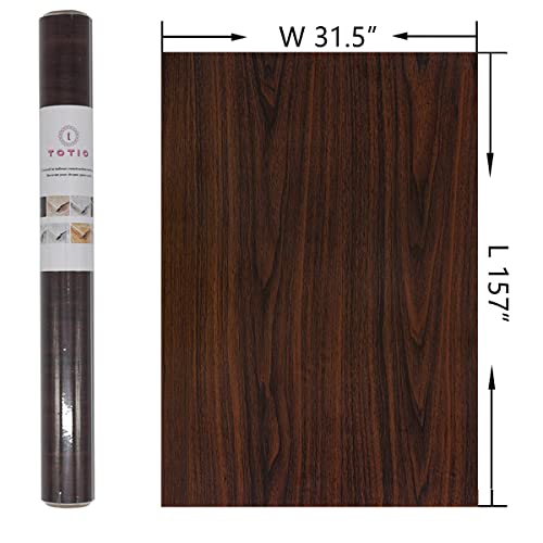 TOTIO Extra Wide Wood Grain Contact Paper Dark Brown 31.5x157in Thick Matte Black Walnut Textured Wallpaper Peel Stick Waterproof Self Adhesive Furniture Stickers Vinyl Wall Stickers Chocolate Brown - color: Chocolate Brown, size: 31.5" x 157"