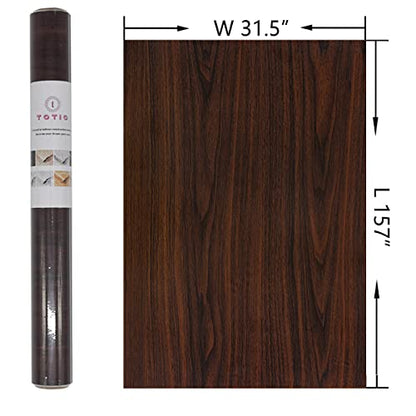 TOTIO Extra Wide Wood Grain Contact Paper Dark Brown 31.5x157in Thick Matte Black Walnut Textured Wallpaper Peel Stick Waterproof Self Adhesive Furniture Stickers Vinyl Wall Stickers Chocolate Brown - color: Chocolate Brown, size: 31.5" x 157"