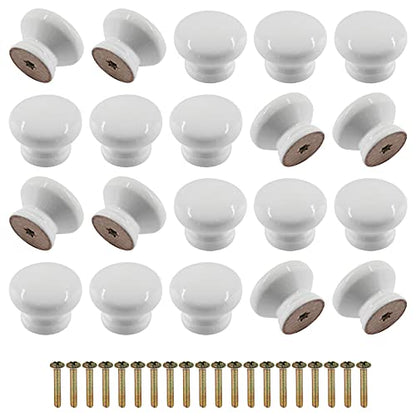 Zorfeter Wood Drawer Knobs, White, 20 Pcs - color: White Mushroom