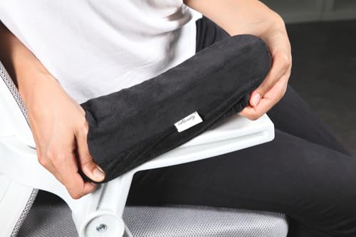 Aloudy Ergonomic Memory Foam Office Chair Armrest Pads, Comfy Gaming Chair Arm Rest Covers for Elbows and Forearms Pressure Relief(Set of 2), Stretch Fit, Black - color: Medium, Black