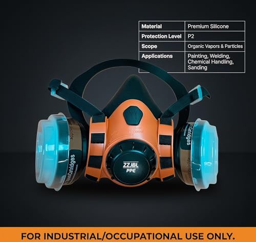 Reusable Silicone Half Face Respirator Mask with A1 Filters for Painting