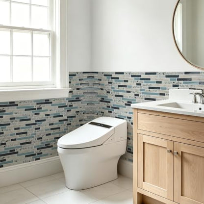Art3d Linear Subway Design Tile Peel and Stick Backsplash, 20-Sheet, Blue - color: Blue
