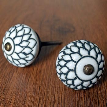 Set of 10 Ceramic Cabinet Colorful Knobs for Kitchen, Cabinet, Drawer, Wardrobe (Black & White4) - color: Black & White4